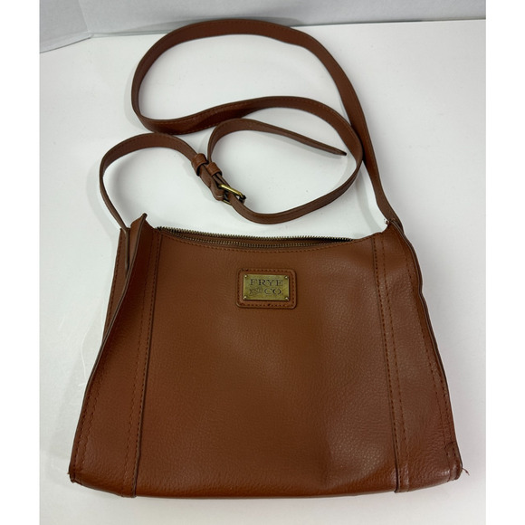FRYE and Co. Soft Pebbled Vegan Faux Leather Crossbody Bag Brown Shoulder Purse - Picture 8 of 9